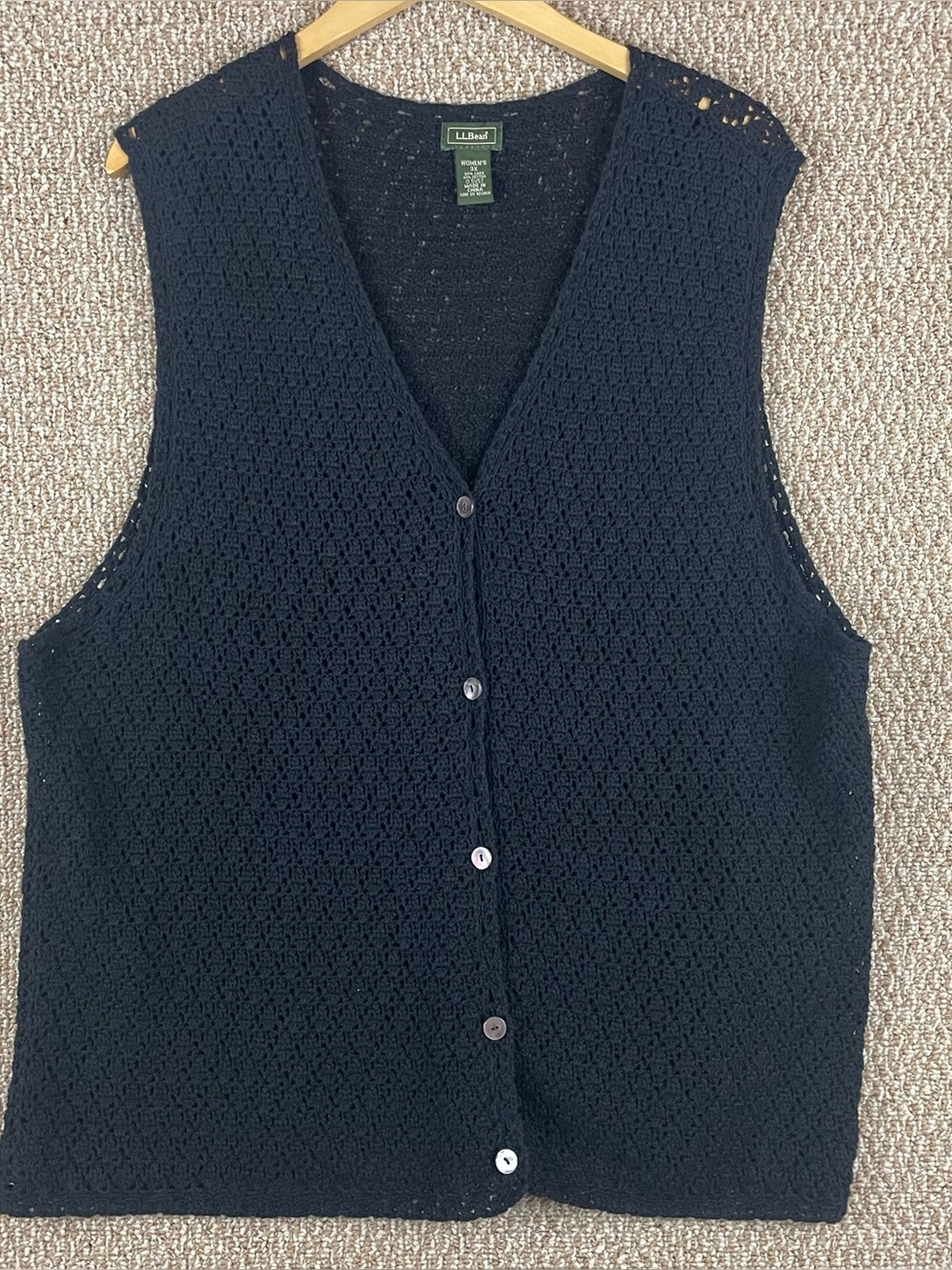 L.L.Bean Women's 3X Black Cottagecore Linen Cotton Sleeveless Button T102